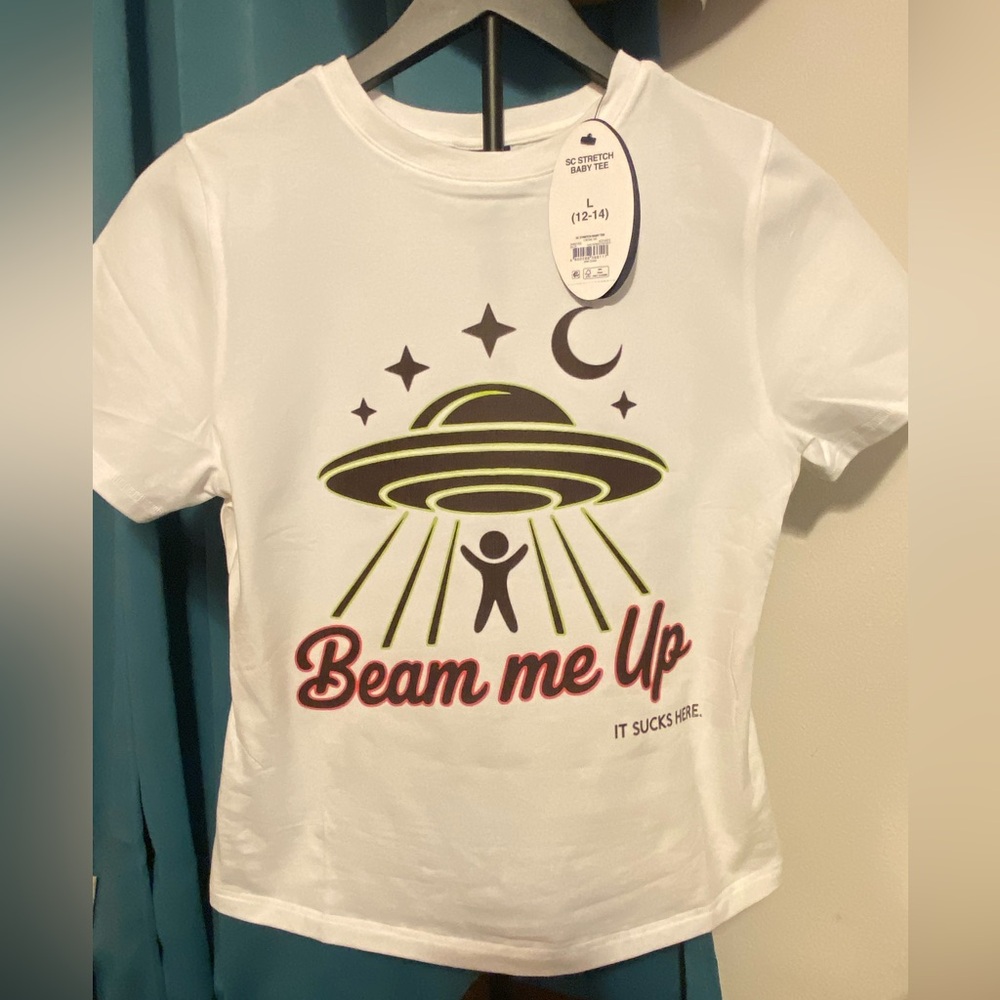 NWT!!  BEAM ME UP-IT SUCKS HERE babydoll-style tee